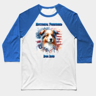 Collie Dog with American Flag Baseball T-Shirt